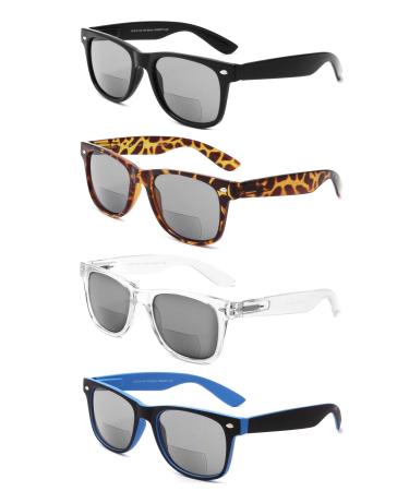 4 Pack Bifocal Reading Sunglasses with Case Outdoor Sun Bifocus Readers Glasses 4 Pack Mix Bifocal 1.25 x