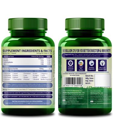 HIMALAYAN ORGANICS Organics Probiotics Supplement 50 Billion CFU 150mg with Prebiotics | 10X Better Digestion Gut Health and Immunity Support | Non-GMO Gluten-Free - 60 Vegetarian Capsules - Buy Online on GoSupps.com