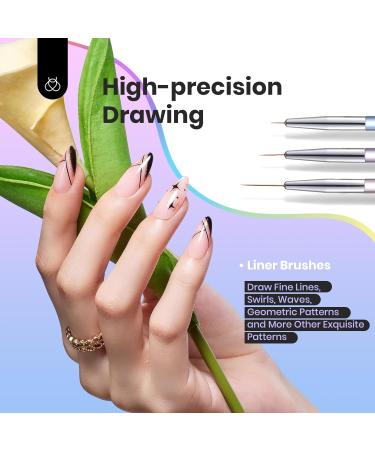 Beetles Professional 3-Piece Nail Brush Set | 2-in-1 Nail Art Liner & Gel Design Pen | Black Oval Brushes for Manicure | Ideal for DIY Nail Art Enthusiasts - Buy Online on GoSupps.com