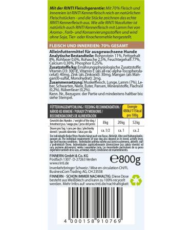 RINTI Kennerfleisch Lamb 12 x 800g - Premium Quality Dog Food | International Shipping Available - Buy Online on GoSupps.com