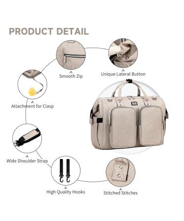 Pomelo Multifunctional Beige Diaper Bag - Waterproof Pad 2 Stroller Hooks & Adjustable Shoulder Strap - Best Travel Bag for Parents - Buy Online on GoSupps.com