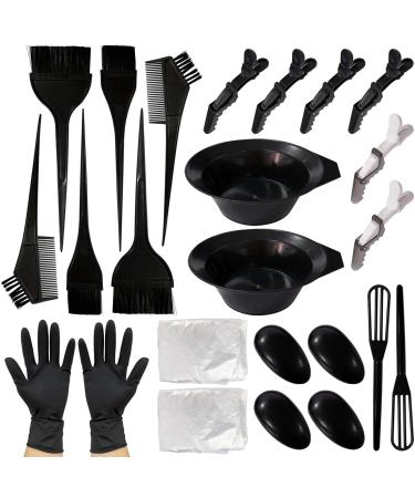 Jieddey hair color set 24 pcs hair dyel brush set hair dyeing accessories hair dystic and shell set with brush comb gloves for diy salon hair dye bleaching.
