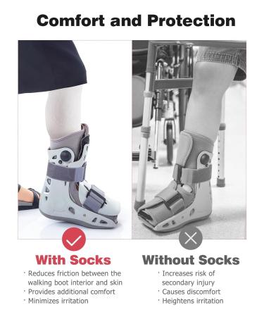 Walking Boot Socks - 2 Pairs Liner for Orthopedic & Medical Boots | Comfortable Black & White Socks for Men & Women - Buy Online on GoSupps.com