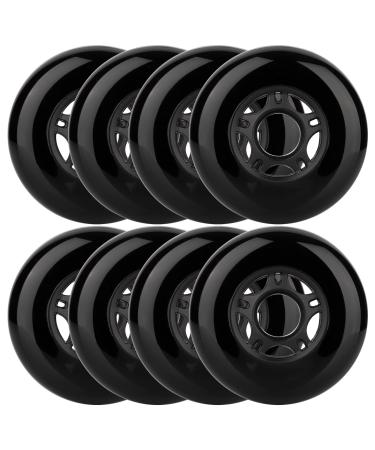 WHEELCOME 8-Pack Inline Skate Wheels 85a 64mm 70mm 72mm 76mm 80mm Indoor Outdoor Inline Skate Replacement Wheel for Blades Roller Hockey Skates Luggage Training Scooter etc Black 80mm