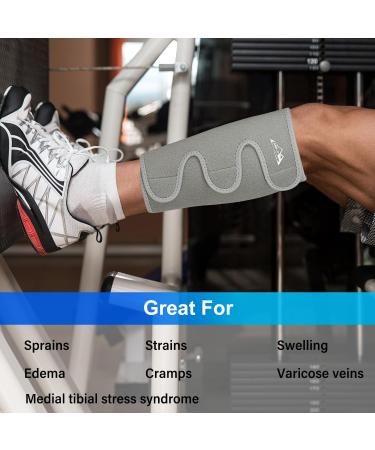 Supregear Adjustable Calf Support Brace - Shin Compression Sleeve for Muscle Swelling & Pain Relief | Comfortable Splint Wrap for Injury Recovery, Hiking & Training - Men and Women (Grey) - Buy Online on GoSupps.com