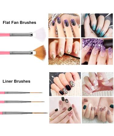 AIBEE 20pcs Nail Art Design Tools & 15pcs Brushes Kit with 5pcs Dotting Pens - Pink - Buy Online on GoSupps.com