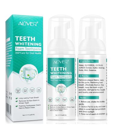 Toothpaste (2 pieces) foam toothpaste for pain-sensitive teeth fluoride-free toothpaste whitening anti caries deep cleaning rubber tooth cleaning foam Fluoridatur formulation foam tooth cream (2 Pack)