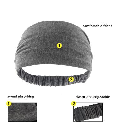 Carede Sweat Band Headbands for Women and Men - Non Slip Wide Headbands for Yoga, Running, Workout - Pack of 6 Black and Grey Fashion Hair Bands - Ideal for Thick Hair and Bike Helmets - Buy Online on GoSupps.com