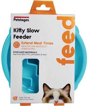 Petstages Kitty Slow Feeder Cat Bowl in Blue - Reduce Eating Speed and Promote Healthy Digestion - Buy Online on GoSupps.com