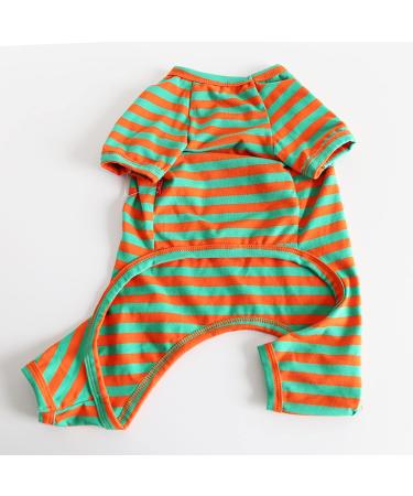 BT Bear Colorful Striped Dog Pajamas - Soft Cotton One-Piece Costume for Bulldogs & Small to Medium Dogs (XXL Green/Orange) - Buy Online on GoSupps.com