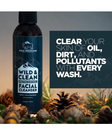 Wild Mountain 'Wild & Clean' Facial Cleanser for Men - Soothing Brightening Acne Face Wash for Sensitive Skin - 6 Oz - Buy Online on GoSupps.com
