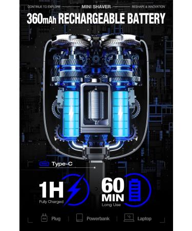 Alloy Mini Electric Razor for Men Portable Cordless Travel Electric Shaver USB-C Rechargeable Electric Shavers for Men IPX7 Waterproof Magnetic Detachable Head Dry Shave Leather Case Included Blue - Buy Online on GoSupps.com