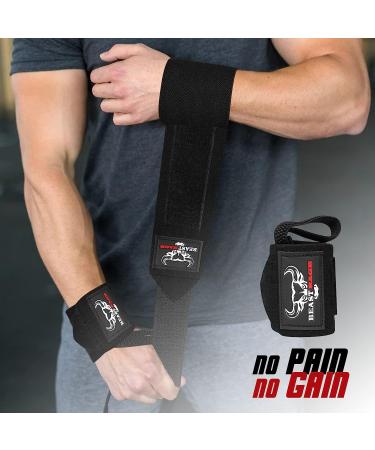 BEAST RAGE Wrist Wraps - Support Wraps for Weightlifting & Fitness | Thumb Loop, Cotton Bandages, Gym Brace | Black - Buy Online on GoSupps.com