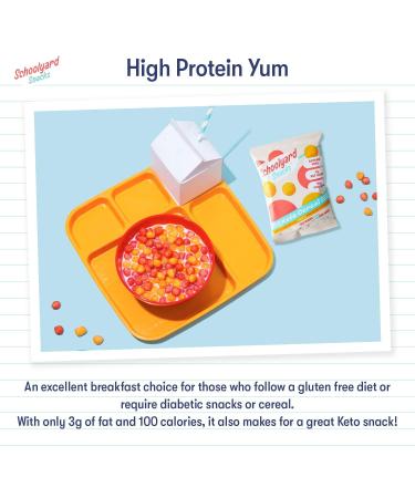Schoolyard Snacks Keto Cereal - Fruity Low Carb, High Protein, All Natural | Gluten & Grain-Free, Sugar Free for Diabetics | 12 Bags, 100 Calories - Keto Friendly - Buy Online on GoSupps.com