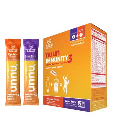 Nuun Immunity3, Electrolyte Powder, Elderberry, Vitamins, Prebiotics, Zinc, Mixed Pack, 14 Count