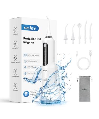 Water Flosser for Teeth Cordless Water Jet Flosser Oral Irrigator Water Dental Flosser Portable Dental Oral Irrigator for Home Travel Office 270ML IPX7 Waterproof 5 Cleaning Modes 5 Jet Tips White 1