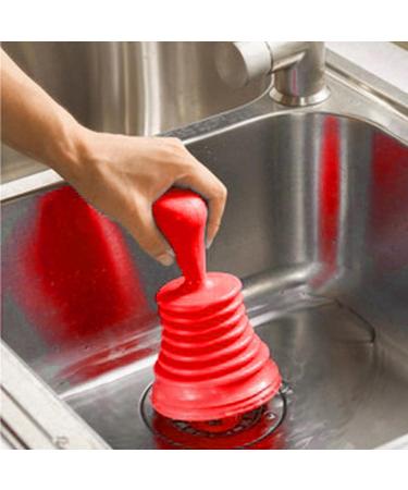 Shower Plunger Sink Cleaner with Ergonomic Handle | Bathroom Drain Cleaner Tool for Unclogging Slow Sinks Tubs and Showers Small and Powerful Red - Buy Online on GoSupps.com