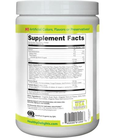 Healthy Delights Naturals - Organic Greens + Probiotics Powder - Naturally Boost Energy - USDA Organic - Delicious Berry Flavored - 30 Servings - Buy Online on GoSupps.com