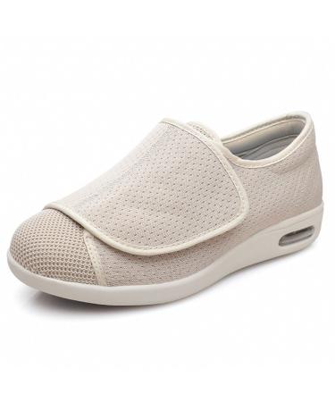 MisFun Diabetic Shoes for Women Unisex Adjustable DiabeticShoes OrthopedicMedical Shoes for Swollen Feet Edema Shoesfor Air Cushion Bottomrecovery Shoes 11.5 Beige
