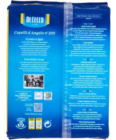 De Cecco Capelli D'Angelo 209 - Authentic Italian Angel Hair Pasta by De Cecco - Buy Online on GoSupps.com