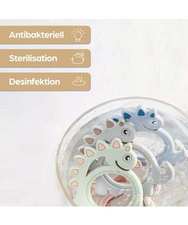 Dinosaurs Bite Ring for Baby | Wooden & Silicone Blue | BPA-Free Teething Toy | Perfect Gift for Newborns | Sustainable & Eco-Friendly - Buy Online on GoSupps.com