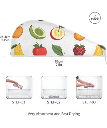 Colored Fruit Hair Towel 2 Pack | Super Absorbent Quick Dry Hair Turbans | Ideal for Women & Girls - Buy Online on GoSupps.com