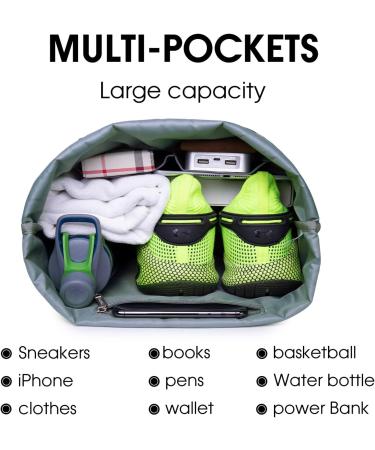 WANDF Drawstring Backpack - Water Resistant Nylon Sackpack for Gym, Shopping, Sport - Leaf Blue - Buy Online on GoSupps.com
