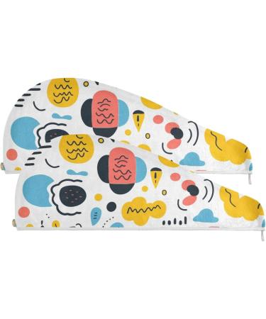 Abstract Pattern Hair Towel 2 Pack - Super Absorbent Quick Dry Hair Turbans for Women & Girls | International Shipping - Buy Online on GoSupps.com