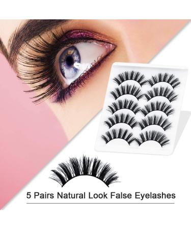 URAQT False Eyelashes 5 Pairs - 3D Natural Long Reusable Thick Lashes Set (Black) for International Shipping - Buy Online on GoSupps.com
