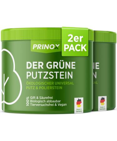 Prinox 2x The green cleaning stone i 950g including hand sponge i Sustainable universal all -purpose cleaner I annual supply per can I KO cleaner for kitchen bathroom window sneaker ceranium field i made in de 950 g (2 Pack)