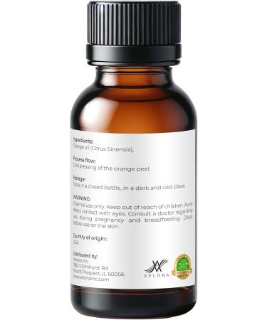 Orange Essential Oil by Velona - 0.5 Fl Oz | Therapeutic Grade | for Aromatherapy Diffuser Massage Skincare Haircare Soapmaking | Undiluted - Buy Online on GoSupps.com
