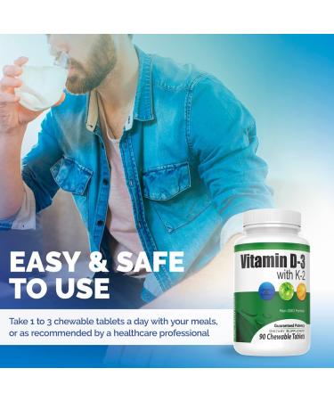 Great Lakes Nutrition Chewable Vitamin D3 & Vitamin K2 Supplement for Men & Women 90 Chewable Tablets - Buy Online on GoSupps.com