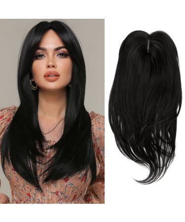 Hair Topper for Thinning Hair 18inch Hair Toppers for Women Big Base Topper Hair Piece for Hair Loss Topper Soft Hair Extensions Fringe Clip in Hair 18 Inch 1B#