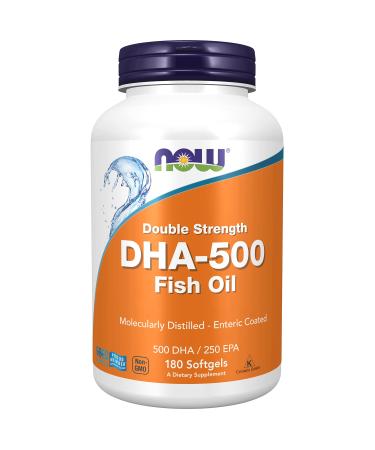 Now foods DHA-500 double starch 180 soft capsules laboratory testing fish oil EPA vitamin E gluten-free without genetic engineering 180 pieces (1 Pack) 263.48