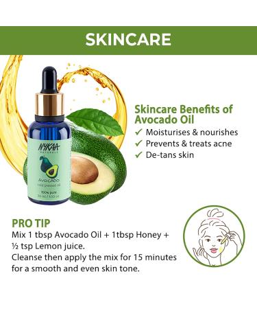 Nykaa Naturals Avocado Oil - 100% Pure Cold Pressed Hair & Face Oil for Growth Dandruff & Acne Relief - 1.01 oz - Buy Online on GoSupps.com