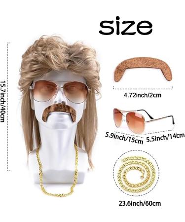4 Piece Set Mullet Wig Brown Mullet Wig Pop Rock Wigs For Artificial Hair Wigs for Men Wig 80s Wig Brown Wave Mullet Wig Halloween Costume Fashion Wig Fancy Party Accessories Wig - Buy Online on GoSupps.com
