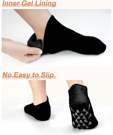 Moisturizing Socks - 2 Pairs for Dry Cracked Feet | Silicone Heel Spa Socks - Black & Grey Foot Care - Buy Online on GoSupps.com