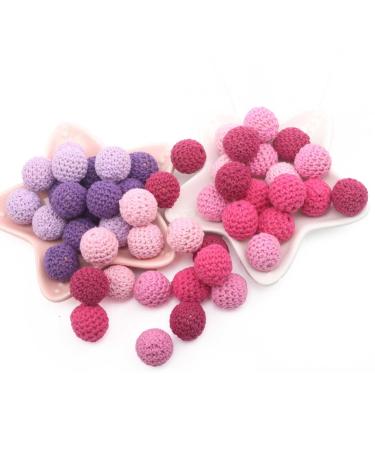 Kids Bead Kit - 50pcs Crochet Beads for DIY Teething Bracelet & Toy - Pink Lilac Series 20mm - Buy Online on GoSupps.com