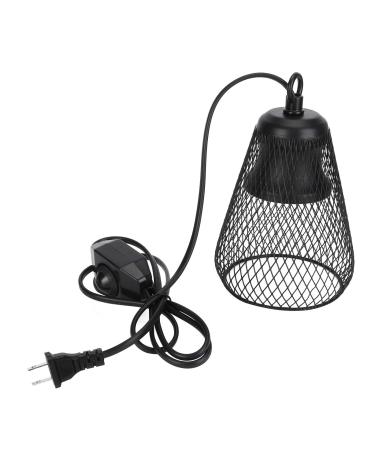 E27 Reptile Light Lampshade Metal Reptile Anti-Scald UVA/UVB Light Lampshade Black Lamp Reptile Hanging Basking Lamp Protector for Amphibian Turtles Lizards US Plug Heat Lamps