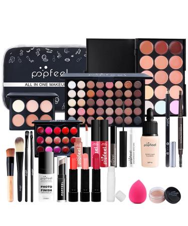 Professional Makeup Set MKNZOME 24 Pcs Cosmetic Make Up Set With Makeup Bag Portable Travel Make-up Palette Birthday Xmas Gift Set Full Sizes Eyeshadow Foundation Lip Gloss for Teenage & Adults