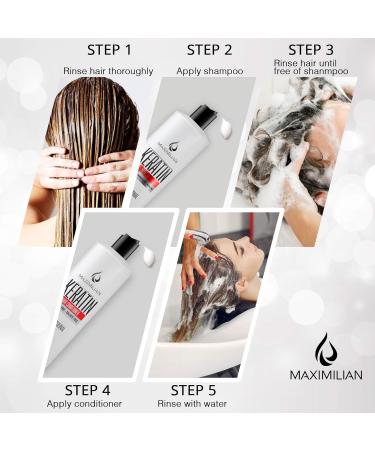 Keratin Shampoo & Conditioner for Color Treated Hair - Sulfate Free Treatment for Dry Curly Damaged Hair | 2x16.9 Fl Oz - Buy Online on GoSupps.com