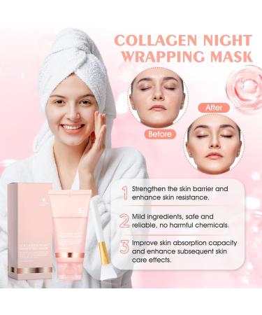 Allony Collagen Night Wrapping Mask Collagen Peel Off Face Masks Overnight Collagen Face Mask Firming and Lifting Moisturizing and Moisturizing Suitable for All Skin Types(75g) - Buy Online on GoSupps.com