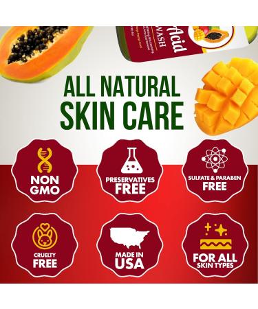 Kojic Acid Face Wash 4oz - Natural Brightening Cleanser for Dark Spot & Acne Scar Removal with Turmeric - Fresh Mango Papaya Scent - Made in USA - Buy Online on GoSupps.com