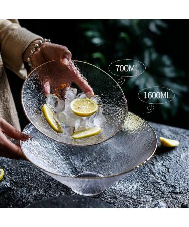 Round Glass Fruit Salad Bowl Japanese Style Clear Glass Ramen Bowl Household Breakfast Cereal Dessert Bowl for Kitchen 1000ML Soup Bowl Transparent 9 inches - Buy Online on GoSupps.com