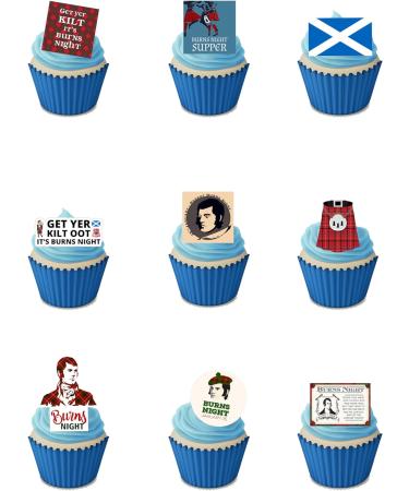 36 Stand Up Burns Night Themed Edible Wafer Paper Cake Toppers Decorations - Buy Online on GoSupps.com