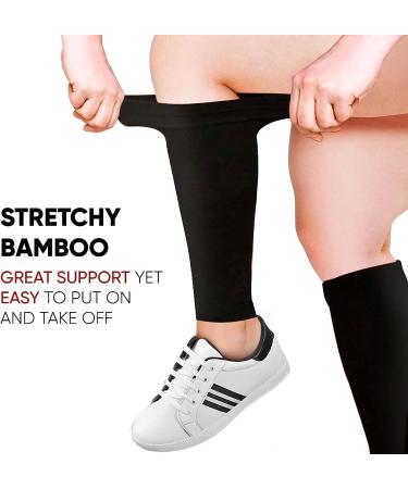 BAMS Plus Size Calf Compression Sleeve | Extra Wide Leg Support for Shin Splints, Pain Relief, Swelling | Black X-Large - Buy Online on GoSupps.com