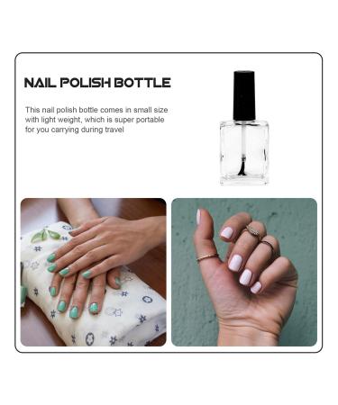 Frcolor 5pcs 15ml DIY Square Nail Polish Glass Bottles - Refillable Empty Vials with Brush for International Shipping - Buy Online on GoSupps.com