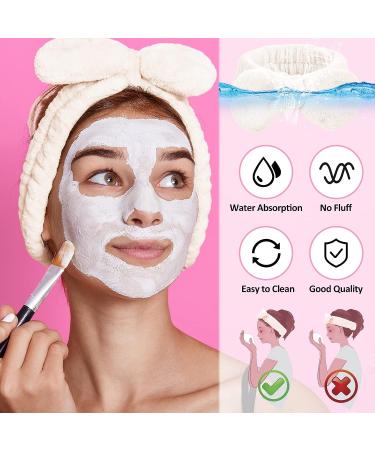 WLLHYF 3 Piece Spa Headband and Wristband Set for Women - White | Elastic Hair and Makeup Headbands to Prevent Spills - Buy Online on GoSupps.com