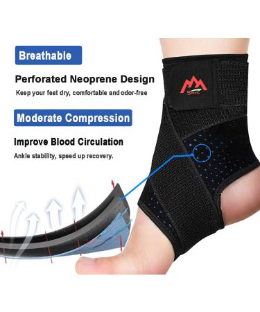 Adjustable Compression Ankle Braces 2PCS for Men & Women Breathable Support for Sprains, Sports Injuries - Large Classic Black - Buy Online on GoSupps.com
