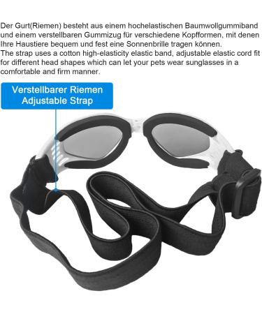 PEDOMUS Dog Sunglasses - UV Protection & Waterproof for Small & Medium Dogs | Adjustable Strap | White - Buy Online on GoSupps.com